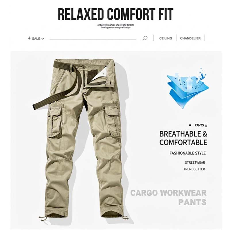 👖 50% RABATT NU! 🔧 Herr Klassiska Taktiska Cargobyxor – Multi-Ficka, Hållbar Bomullsblandning & Justerbara Muddar – Perfekt För Utomhus- & Vardagsbruk ✨