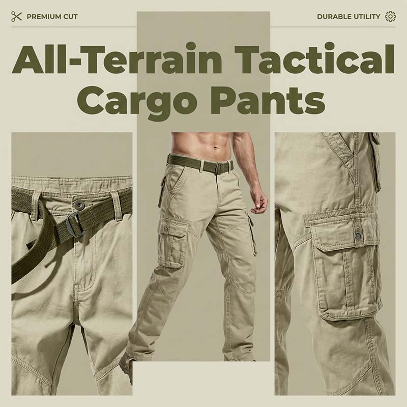 👖 50% RABATT NU! 🔧 Herr Klassiska Taktiska Cargobyxor – Multi-Ficka, Hållbar Bomullsblandning & Justerbara Muddar – Perfekt För Utomhus- & Vardagsbruk ✨