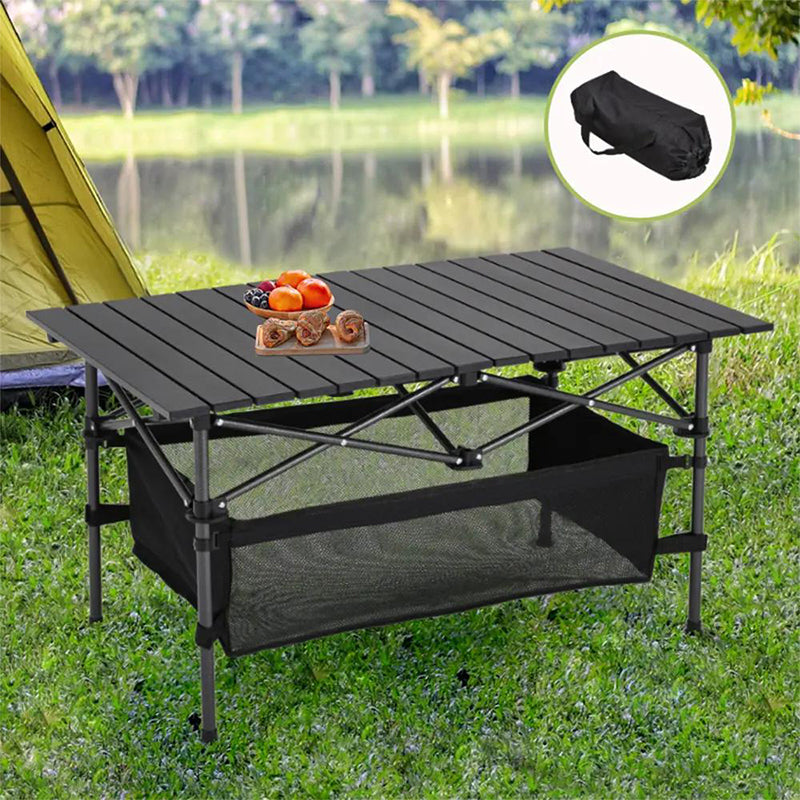 Bärbart hopfällbart campingbord – kolstål, verktygslös montering & förvaringsväska ingår 🏕️🪑