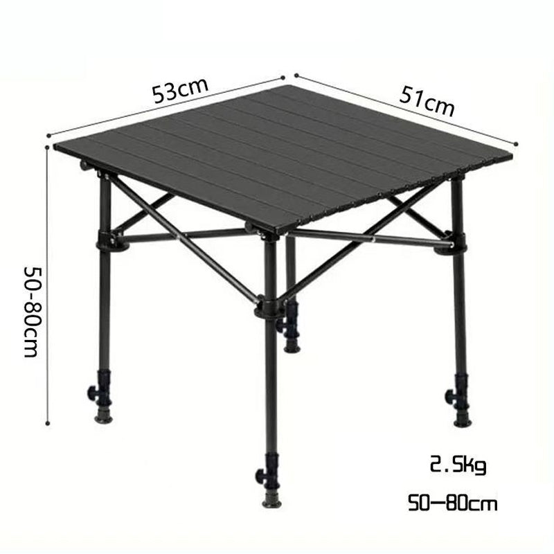 Bärbart hopfällbart campingbord – kolstål, verktygslös montering & förvaringsväska ingår 🏕️🪑