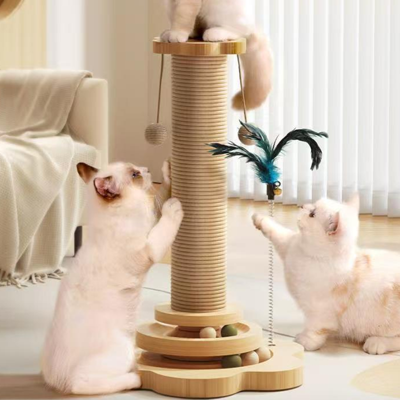🐈Multifunktionellt Kattaktivitetscenter med Klösstånde och Leksaker🌲