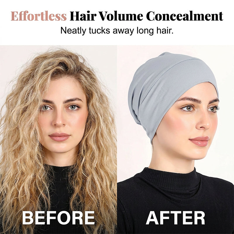 👒 Köp 1 få 1 GRATIS!🌸 Mjuk Stretch Turbanmössa – Mjölksilke, Anti-Halk, Döljer Hårvolym & Multifunktionell, 11 Färger 👒🌸
