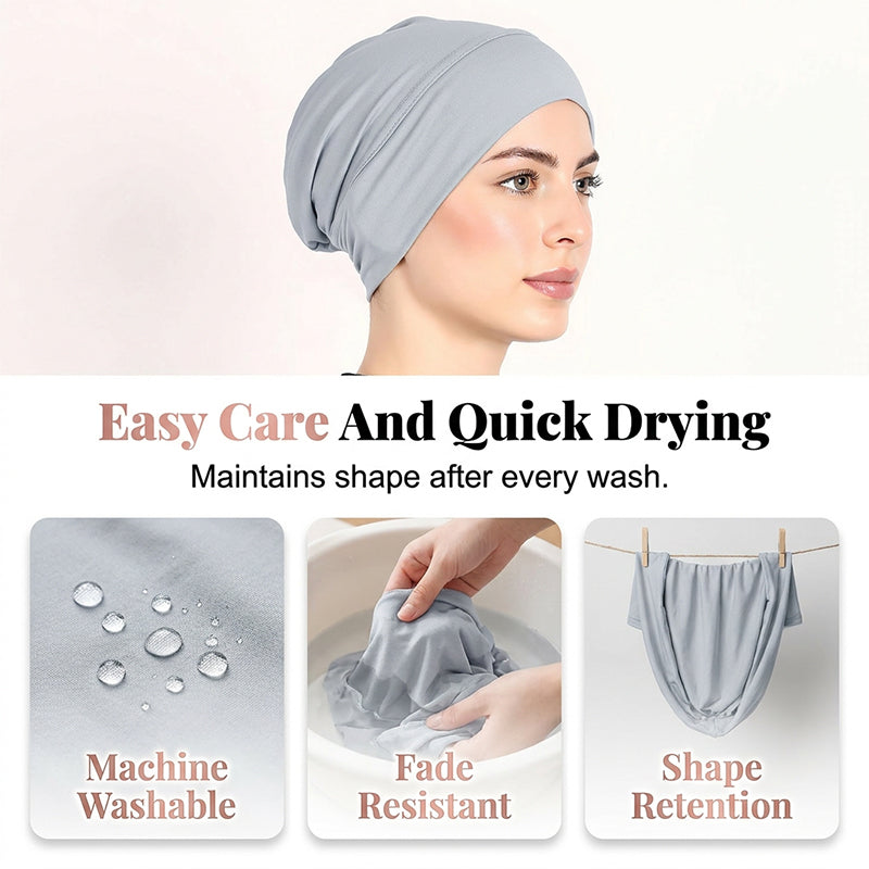 👒 Köp 1 få 1 GRATIS!🌸 Mjuk Stretch Turbanmössa – Mjölksilke, Anti-Halk, Döljer Hårvolym & Multifunktionell, 11 Färger 👒🌸