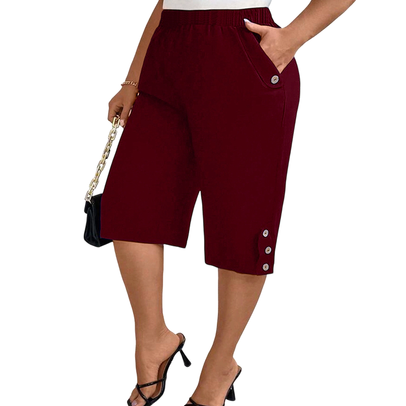 🔥50 % rabatt👖2026Nyhet❣️Bekväma capribyxor för dam med resår i midjan