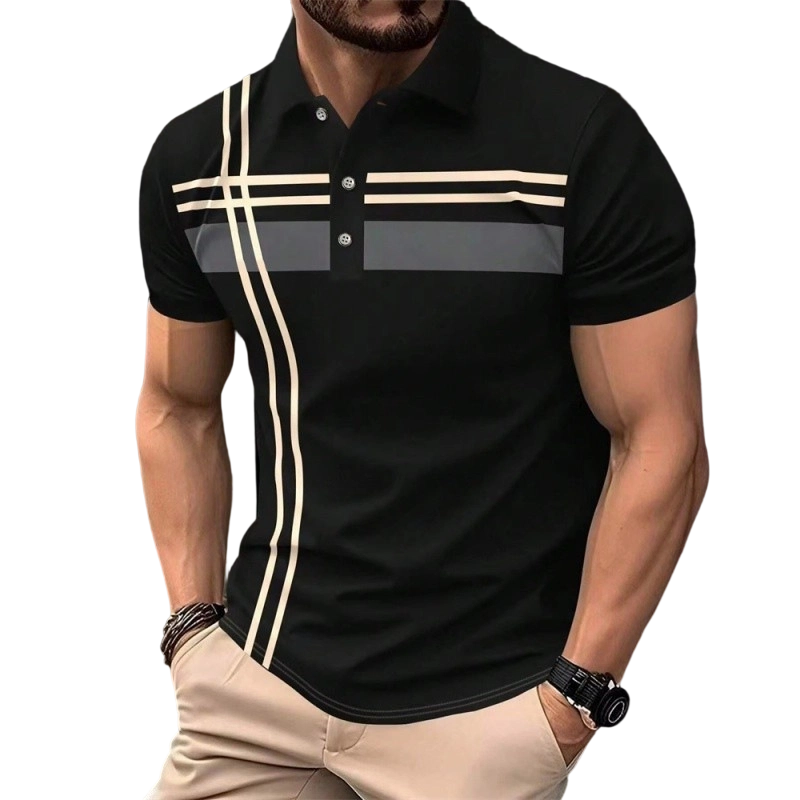 👔 50% RABATT NU!⛳ Herr Randig Pikéskjorta – Snabbtorkande & Andningsbar – Casual Business Golf Kortärm ✨