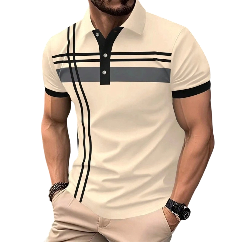 👔 50% RABATT NU!⛳ Herr Randig Pikéskjorta – Snabbtorkande & Andningsbar – Casual Business Golf Kortärm ✨