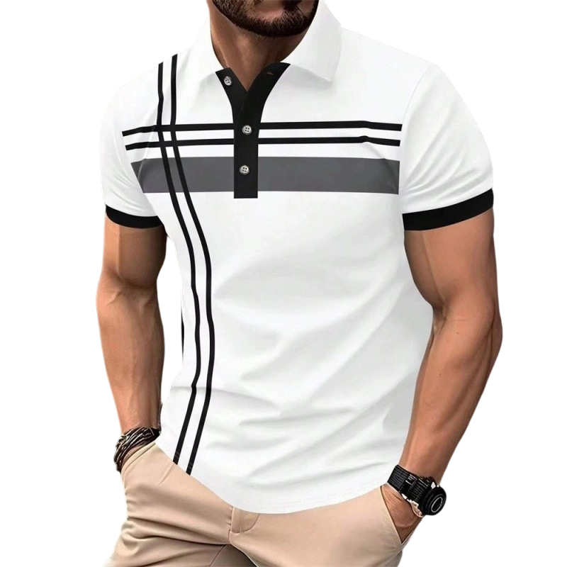 👔 50% RABATT NU!⛳ Herr Randig Pikéskjorta – Snabbtorkande & Andningsbar – Casual Business Golf Kortärm ✨