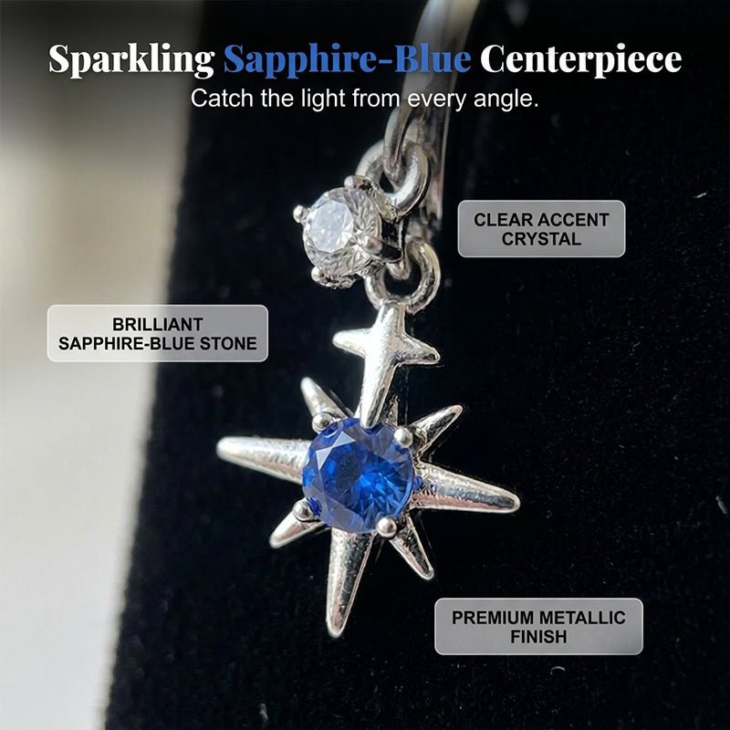 Celestial ⭐💎Star Dangle Hoop-örhängen – Stjärnkluster, Cubic Zircon & Galvaniserad Legering, Silver-Blå