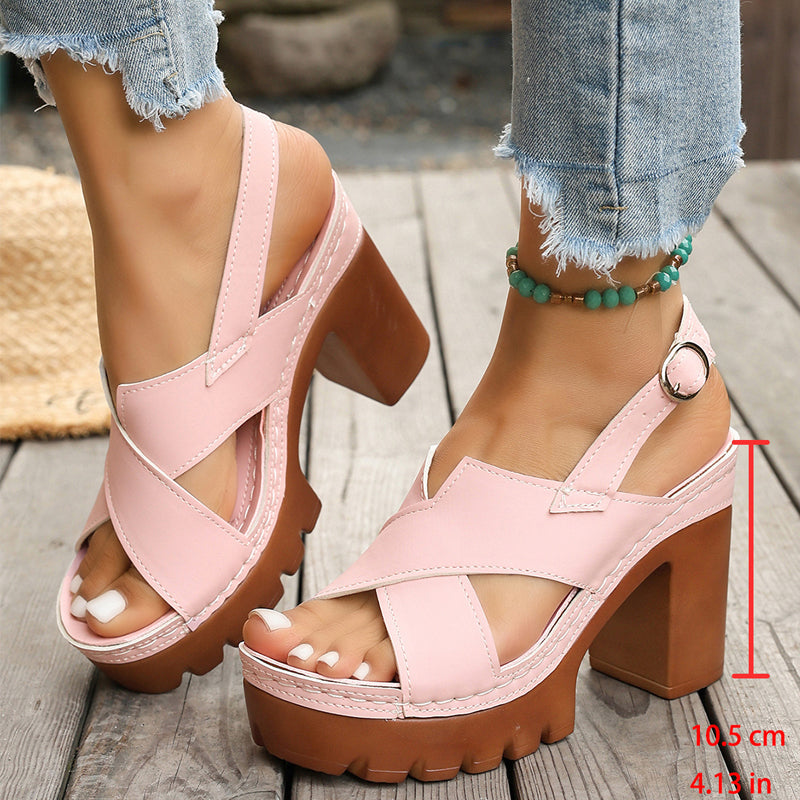👡 BEGRÄNSAD TID: 50 % RABATT! ✨ Dam-sandaler med korsade remmar och platå – tjock klack, justerbara, halkfria