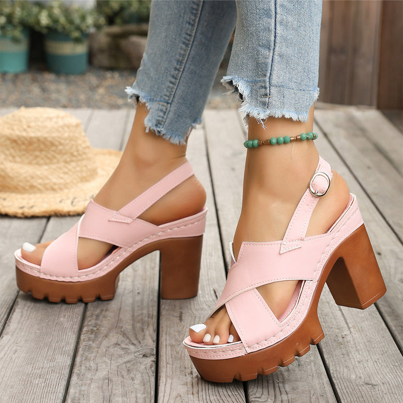 👡 BEGRÄNSAD TID: 50 % RABATT! ✨ Dam-sandaler med korsade remmar och platå – tjock klack, justerbara, halkfria