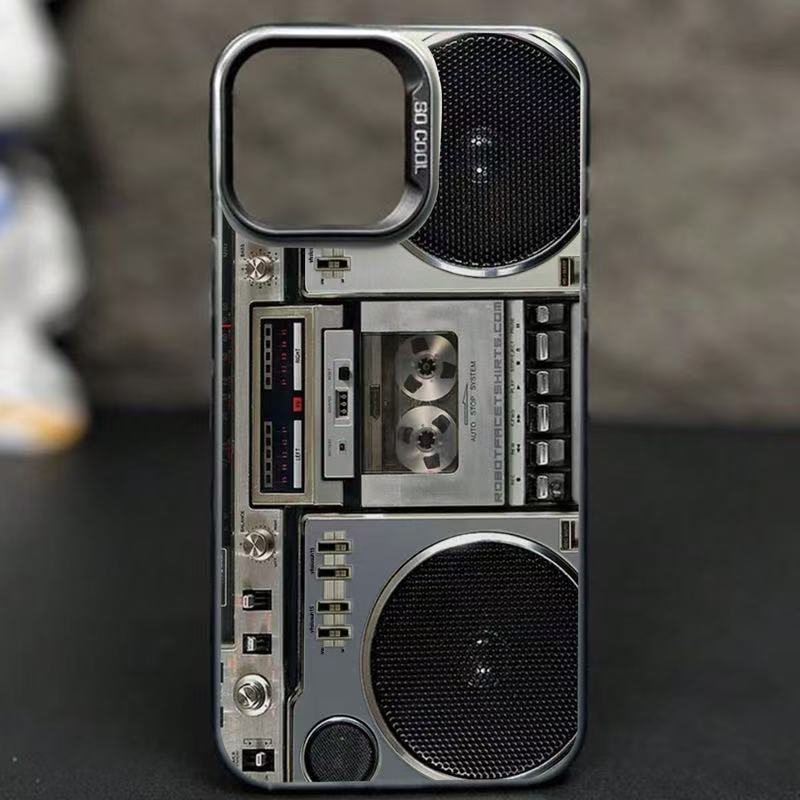 Retro mobilskal med bärbar kassettbandspelare-design