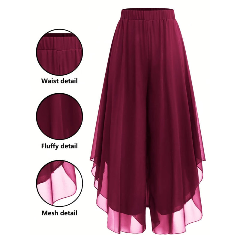 👖 NU 50% RABATT HALVA PRIS 🔥 Asymmetriska chiffongbyxor med vida ben för dam ☁️✨