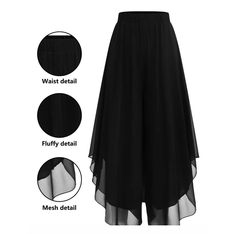 👖 NU 50% RABATT HALVA PRIS 🔥 Asymmetriska chiffongbyxor med vida ben för dam ☁️✨