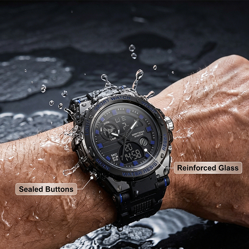 ⌚40% RABATT NU!💪 Herr Vattentät Sportklocka – Dual Display & Stöttålig – Outdoor Essential 💧