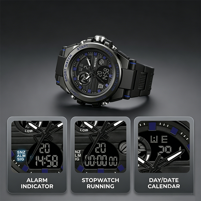 ⌚40% RABATT NU!💪 Herr Vattentät Sportklocka – Dual Display & Stöttålig – Outdoor Essential 💧