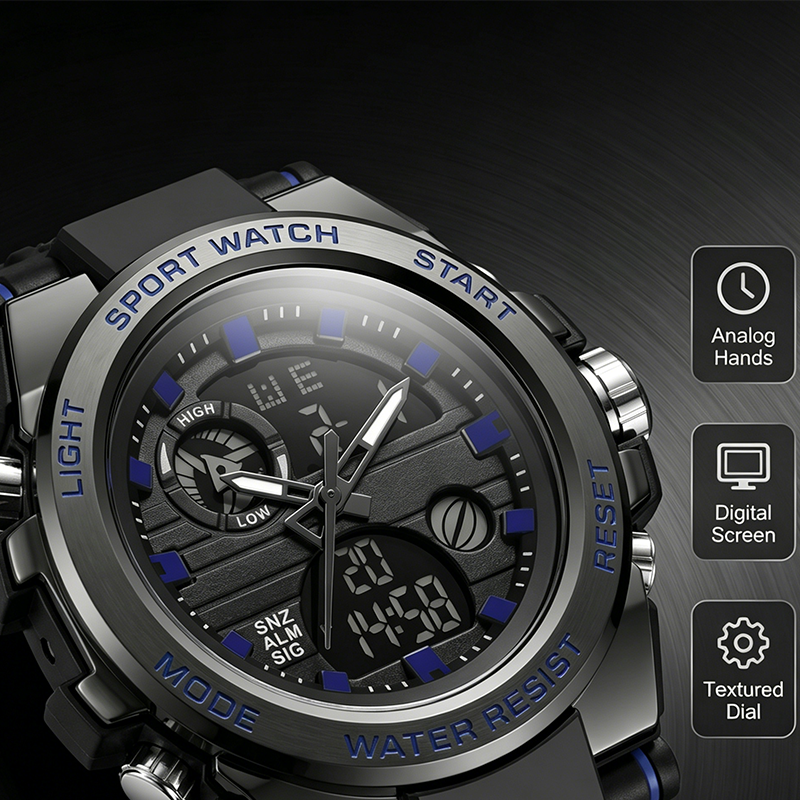 ⌚40% RABATT NU!💪 Herr Vattentät Sportklocka – Dual Display & Stöttålig – Outdoor Essential 💧