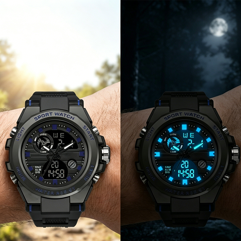 ⌚40% RABATT NU!💪 Herr Vattentät Sportklocka – Dual Display & Stöttålig – Outdoor Essential 💧