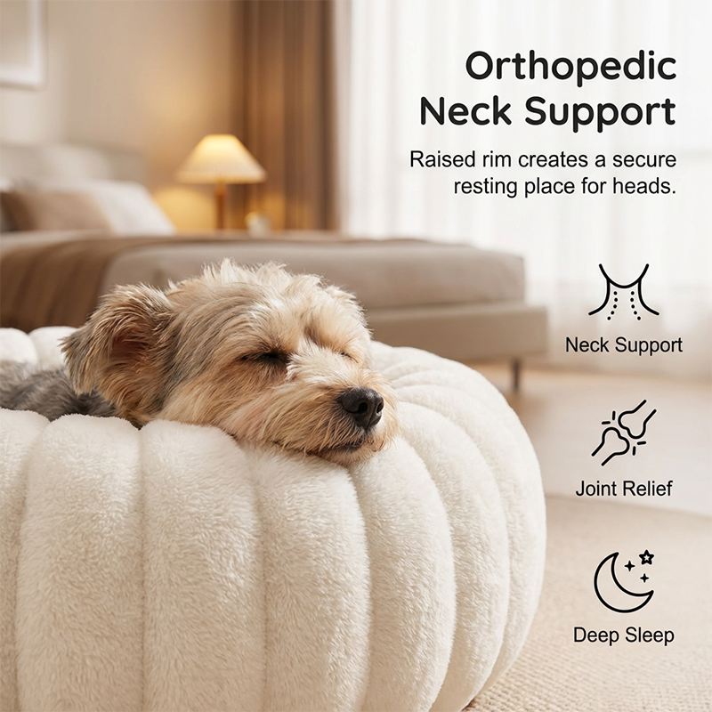 🐶 50% RABATT NU! 🛏️ Ultramjuk Rund Lugnande Husdjursbädd – Den Perfekta Sovplatsen för Hundar & Katter – Upphöjd Kant & Ortopediskt Stöd 🌙