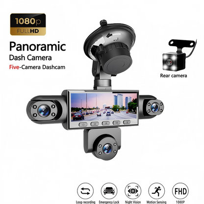 🚗 HD 1080P Flerlins Bilkamera med Nattseende – 4 eller 5 Linser, Tydlig Täckning Dag & Natt – Loop-inspelning, G-sensor & 24-timmars Parkeringsövervakning ✨