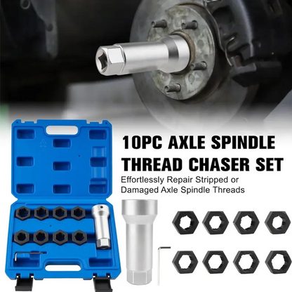 🔩 50 % RABATT NU! 🛠️ 10-Piece Axle Spindle Thread Chaser Set – premium Cr-Mo stål, 8 storlekar & portabel förvaringsväska – perfekt för fordonsreparation 🚗