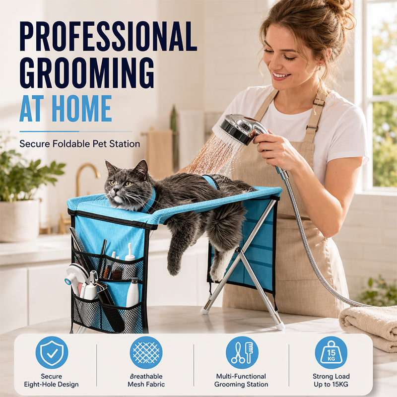 🐕 50 % RABATT NU! 🛁 2‑i‑1 hopfällbar skötselbädd för husdjur – stabil, andningsbar & avtagbar – perfekt för bad, trimning och pälsvård 🧴