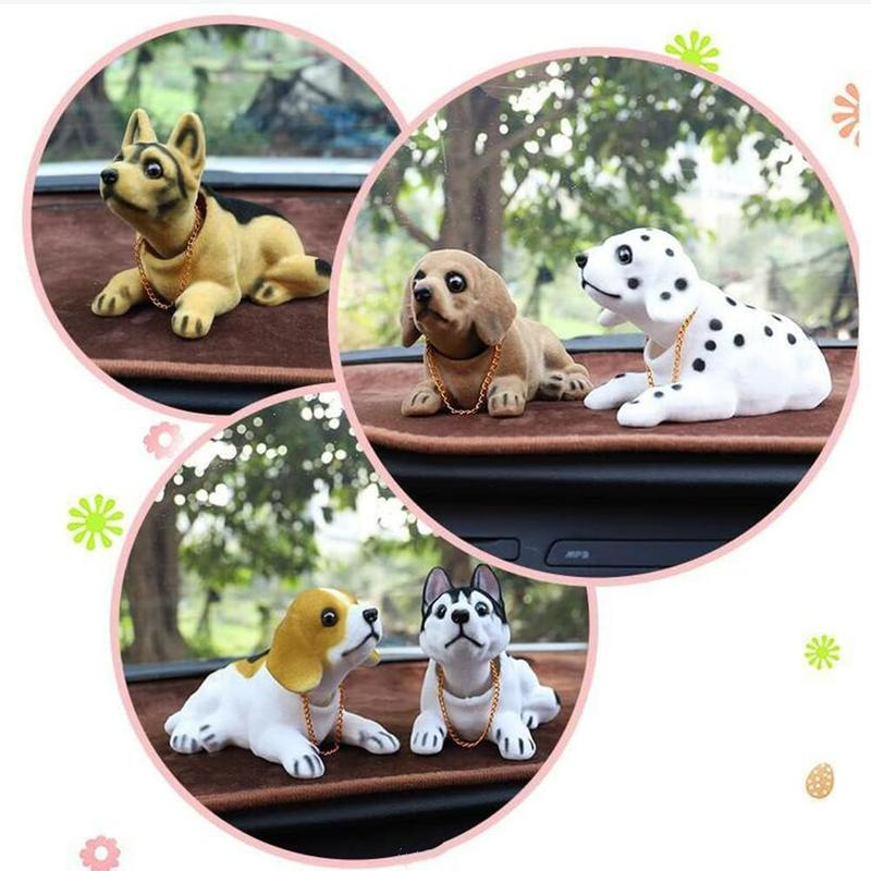 🐶 Söt hund-bobblehead – nickar vid varje kurva – 10 raser, mjuk plysch, guldkedja – sprider glädje under varje bilresa 🚗