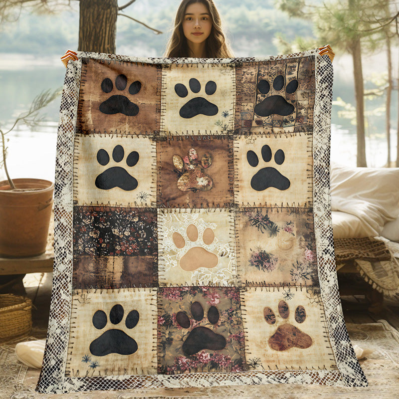 🐾 50 % RABATT NU! 🧶 Söt flanellfilt med tassavtryck – mysig värme, levande tryck & mångsidig – perfekt för soffan, sängen och djurvänliga hem 🏠