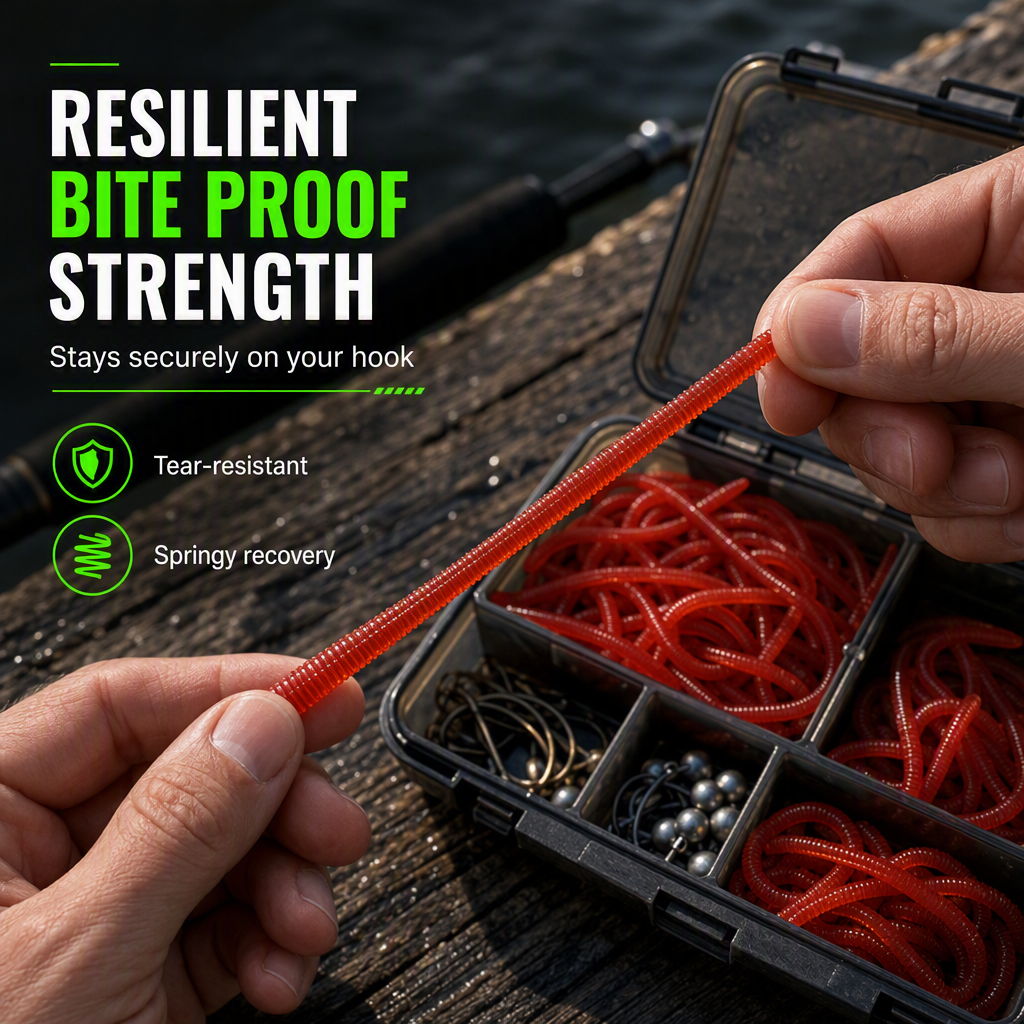 🎣 50 % RABATT NU! 🦐 Mjuka konstgjorda daggmaskbeten med räkarom – självlysande & naturtrogen rörelse 🐟