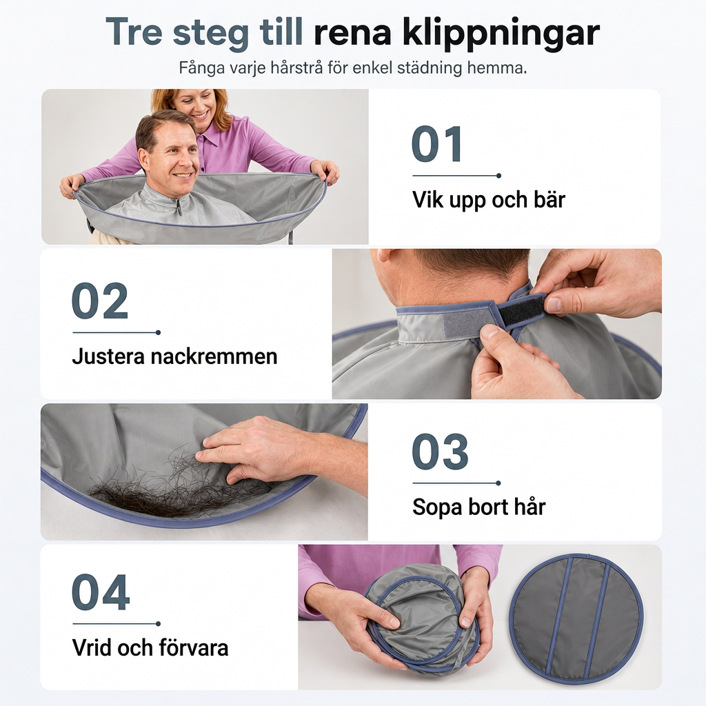 ✂️ 50% RABATT NU! Klippkappa för hemmaklippning med håruppsamlare – slipp hår på golvet, vattentät & vikbar – perfekt för hela familjen ✨