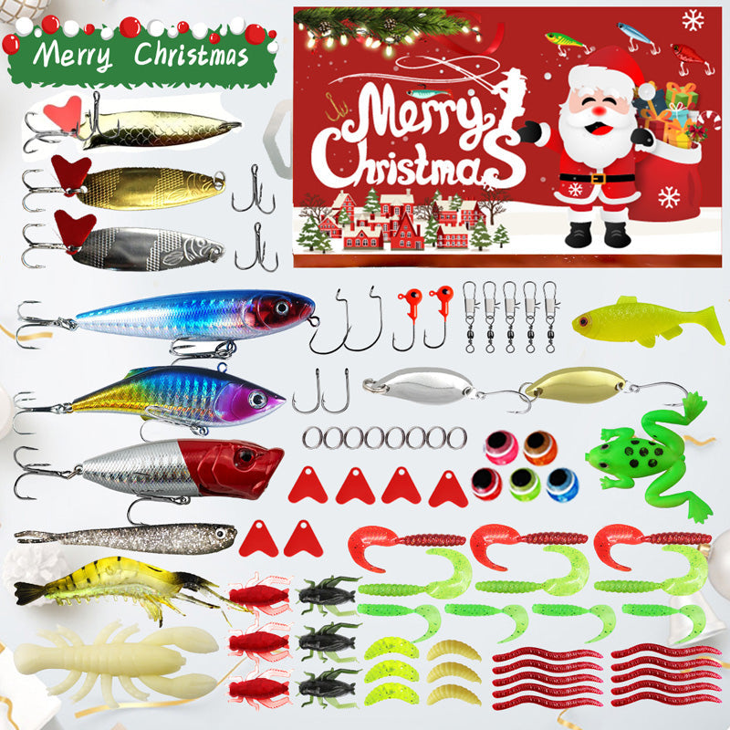 Julfiskebete-adventskalender – Blindbox-set med minnow-, popper- och skedbeten