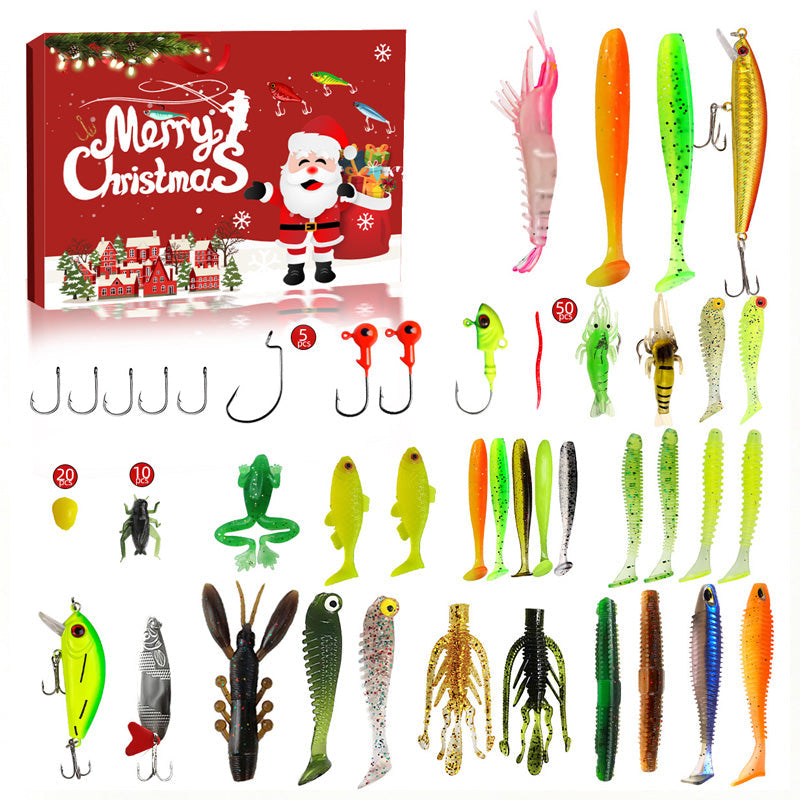 Julfiskebete-adventskalender – Blindbox-set med minnow-, popper- och skedbeten