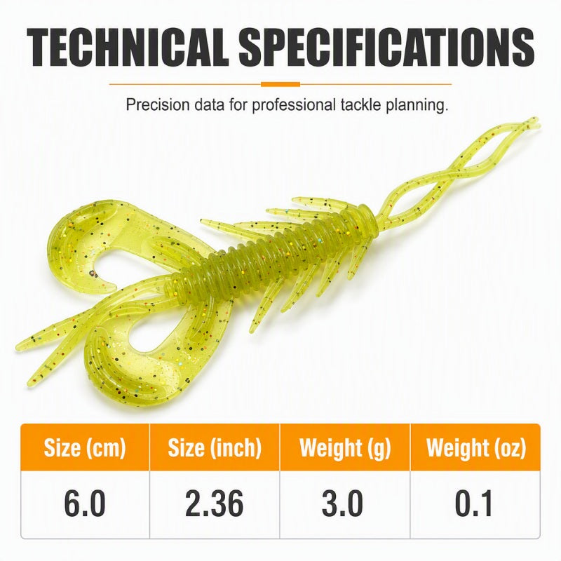 🦐 50 % RABATT NU! 🎣 Realistiska mjuka räkbeten – flytande & naturtrogen gång, 8-pack i högelastisk TPR ✨