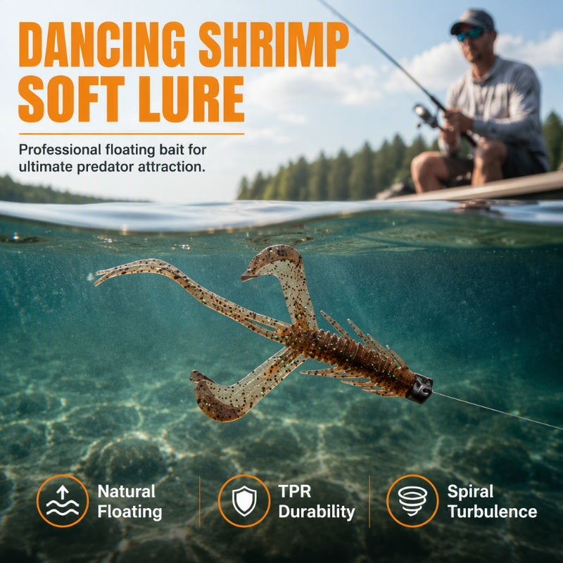🦐 50 % RABATT NU! 🎣 Realistiska mjuka räkbeten – flytande & naturtrogen gång, 8-pack i högelastisk TPR ✨