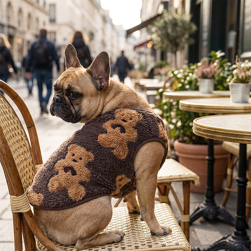 🐶🐱 50% RABATT 🧸 Plyschfodrad husdjursväst, mjuk varm, lätt att ta på för hund och katt vid utomhuspromenader ❄️