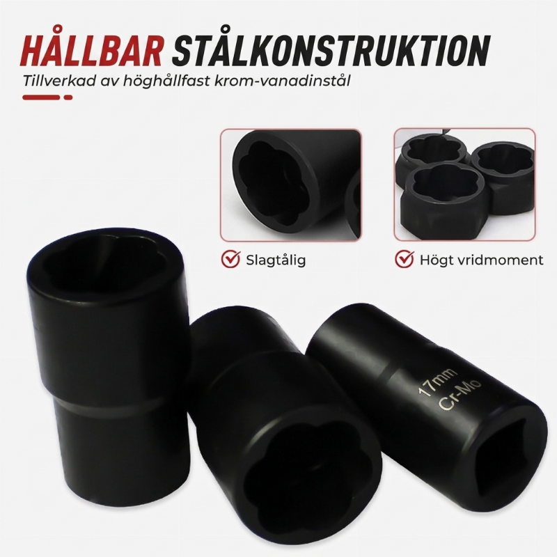 🛠️ Skruv- & mutterutdragare hylssats – för skadade, runddragna & rostiga bultar i krom-vanadiumstål 💪