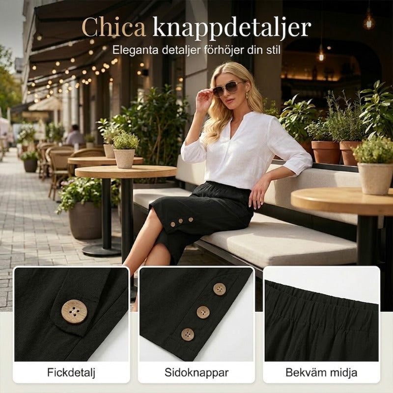🔥50 % rabatt👖2026Nyhet❣️Bekväma capribyxor för dam med resår i midjan